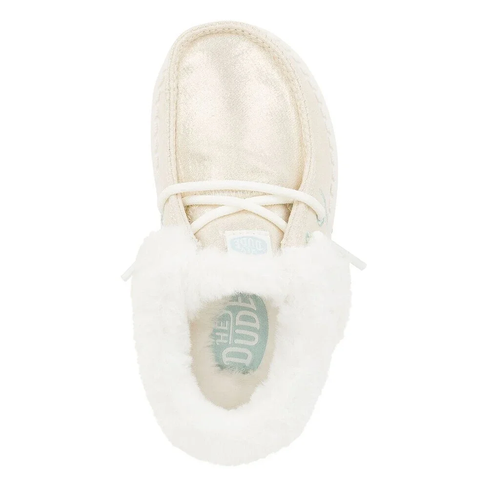 Hey Dude Wendy Fold Toddler Metallic Gold Faux Fur Collar Slip-On Shoes ZOGG2038